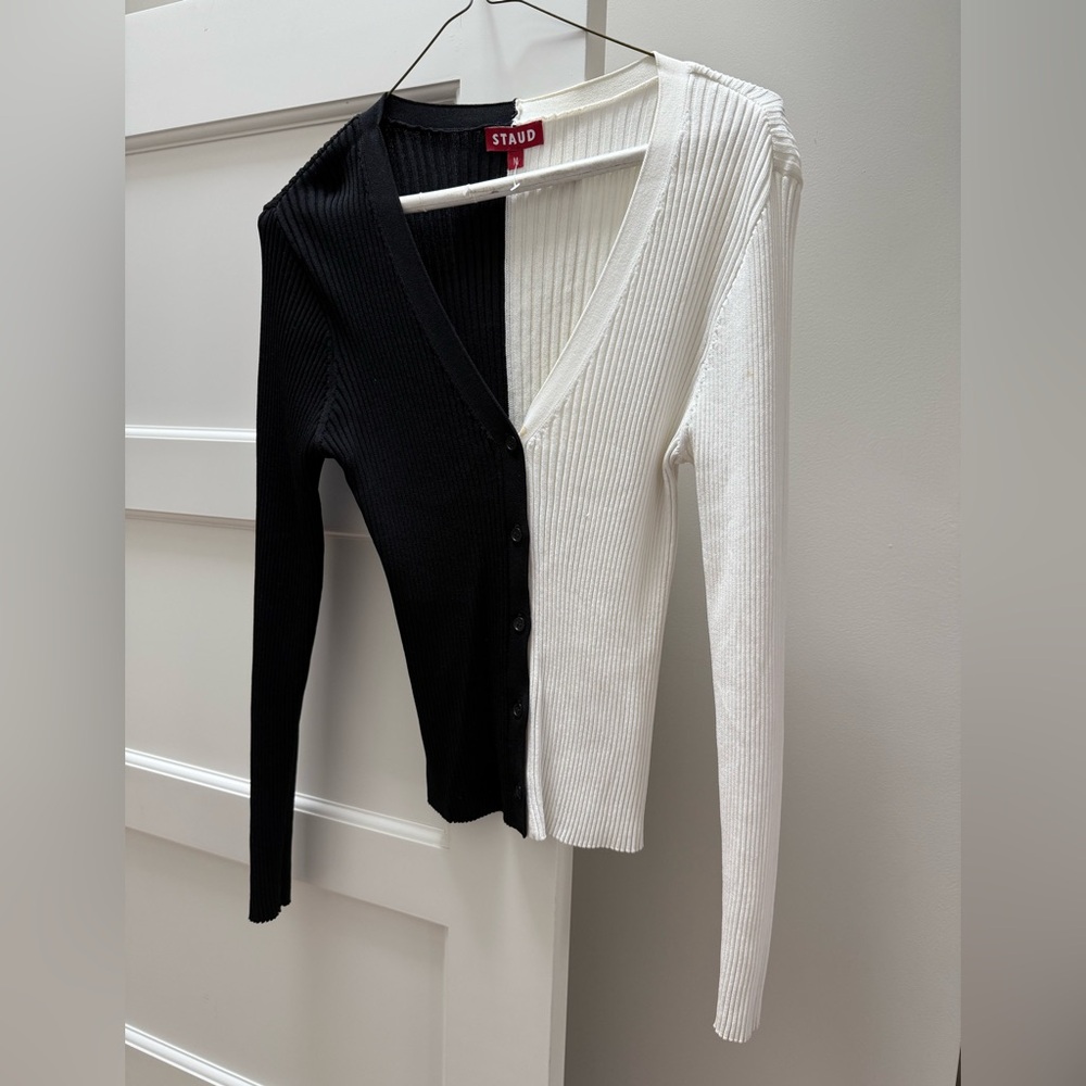 STAUD Colorblock V-Neck Cardigan - Picture 2 of 3